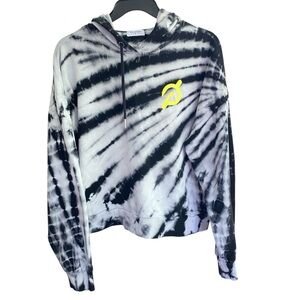 PELETON Cropped Hoodie Tie Dye Black & Gray Bike Size Medium